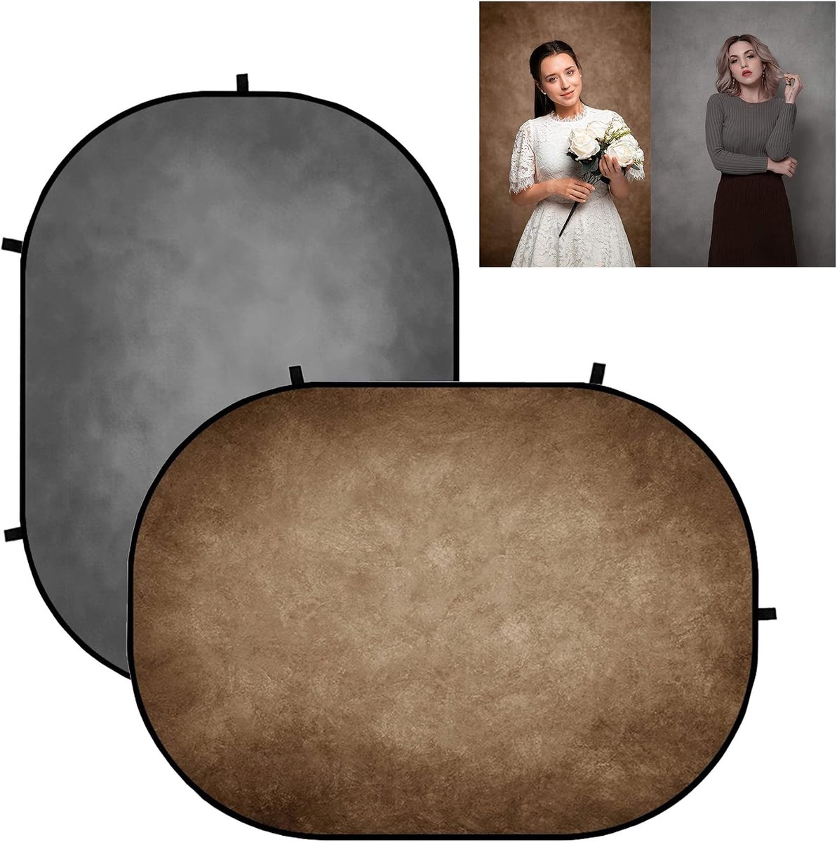 SnelShoppen - Vouwbaar Achtergrond Scherm Foto Achtergrond 1.5 x 2m, Bruin/Grijs, Microfiber, Opvouwbaar, Perfect voor Fotografie, Feesten, Evenemente