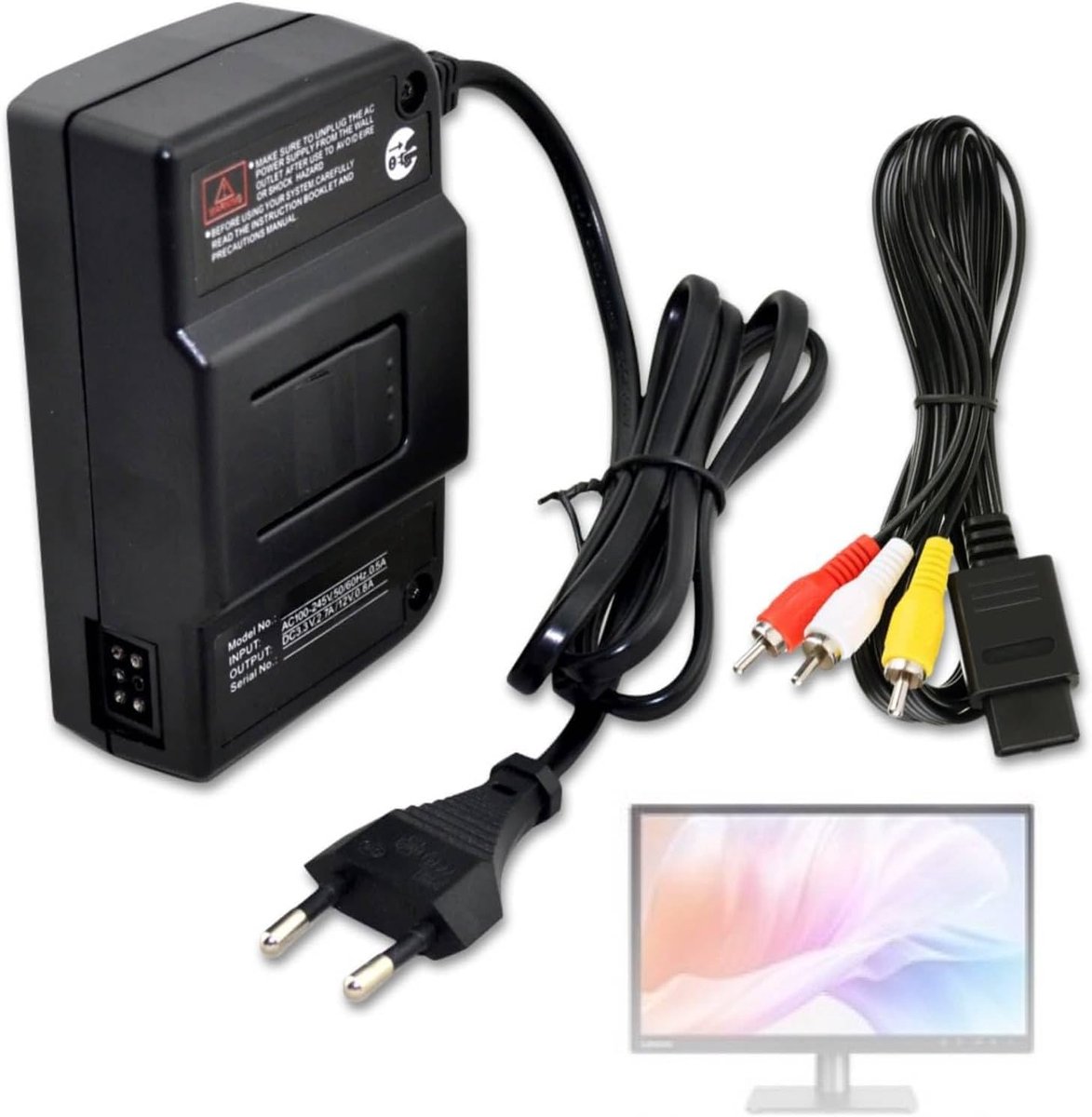 SnelShoppen - N64 Power Transformer AC Adapter Voeding 100-240V EU voor AV Video Kabel - Hoogwaardige Duurzame ABS Materiaal - Verbeterde Beeld en Gel
