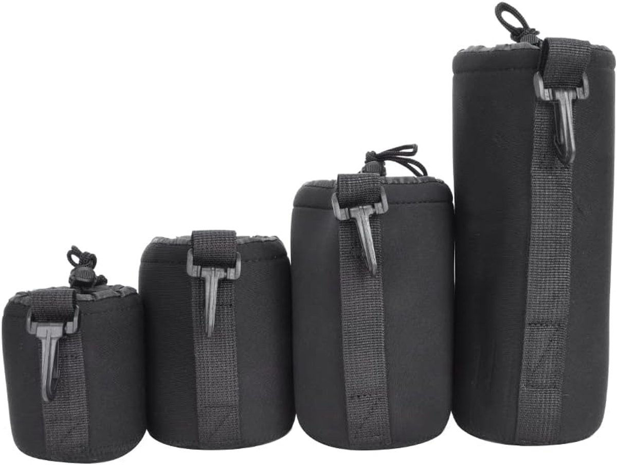 Kadimendium Camera Lens Case, Scratch Resistant Neoprene Lens Storage Bag S M L XL Black 4pcs for Digital Reflex - ShopVlot