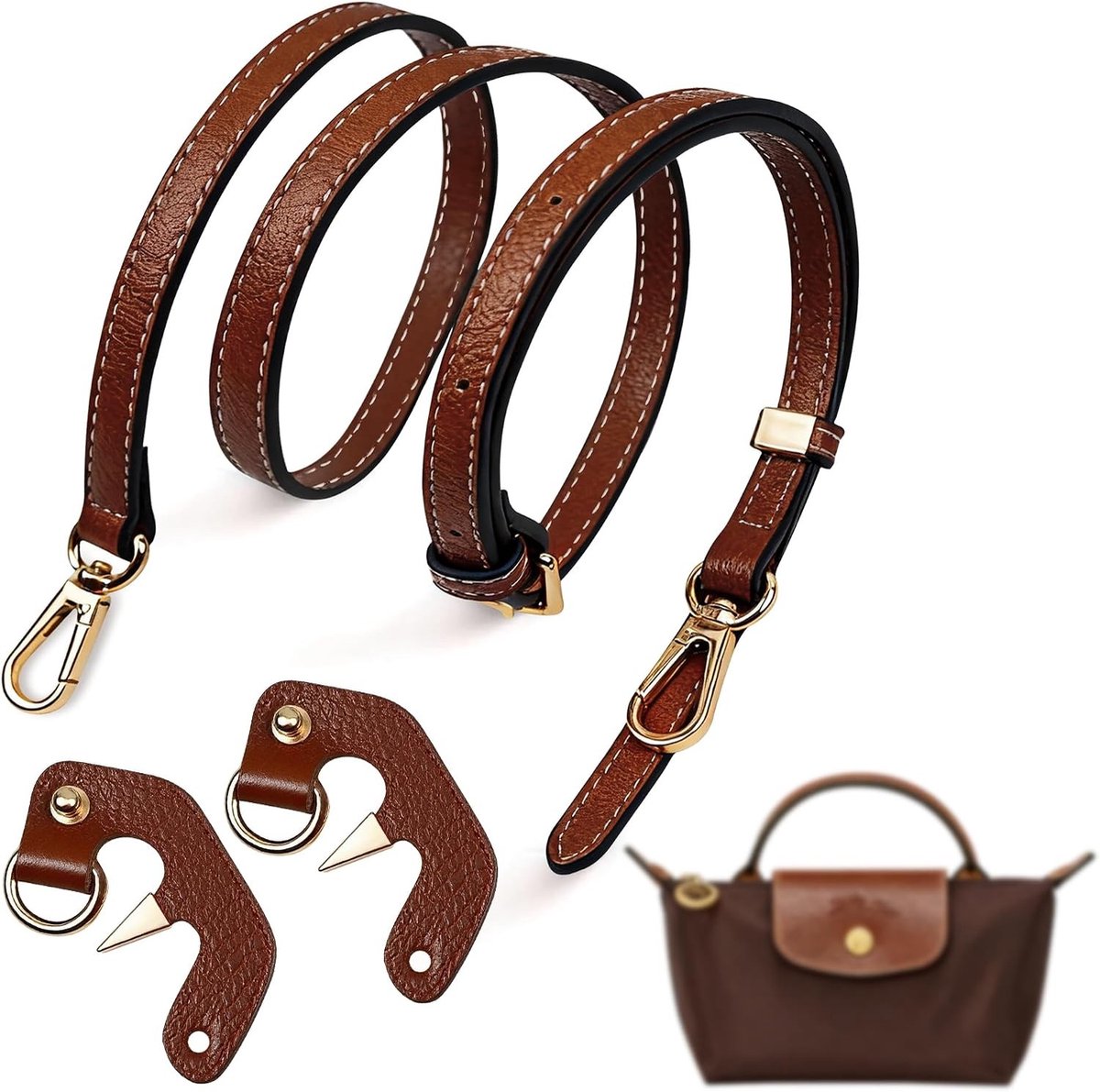 Verstelbare Leren Schouderband voor Mini Handtassen, Vervangende Schouderriem met Buckle Design, Ideaal voor Dameshandtassen en Modeaccessoires (Breedte: 1.2cm; Lengte: 125cm)
