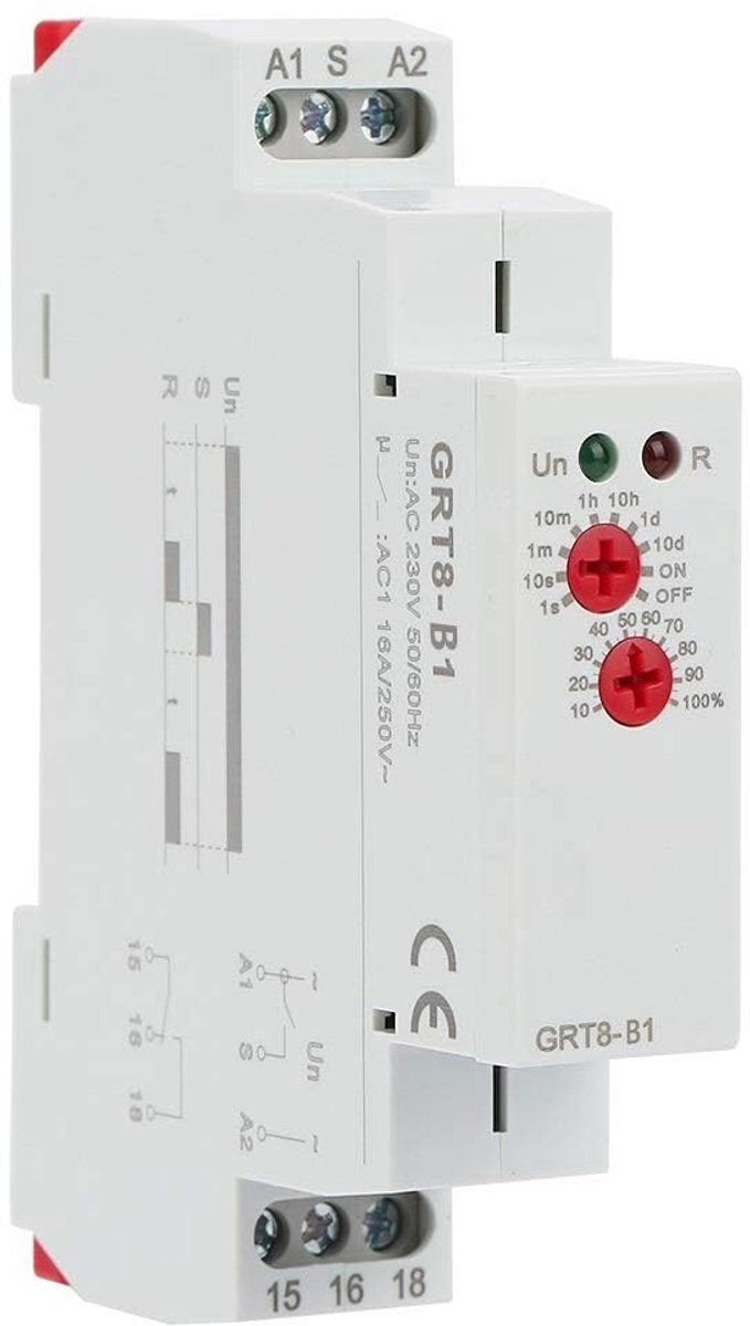 SnelShoppen - Jadeshay Vertraging relais GRT8-B1 mini uitschakel relais, multifunctioneel, 220 V, DIN rail montage, snel en betrouwbaar