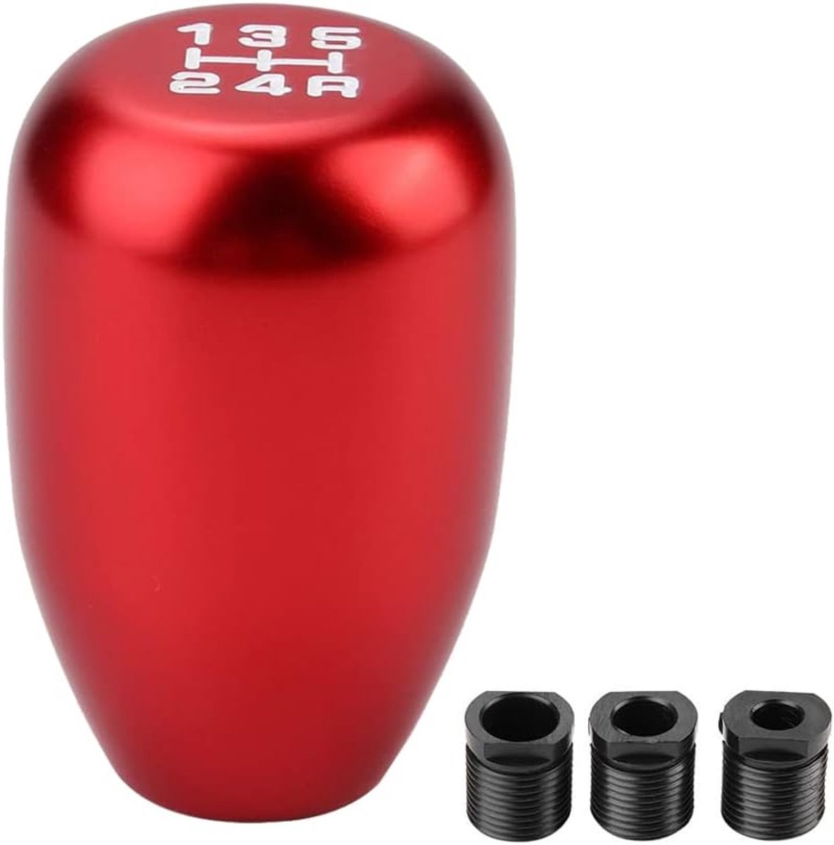 SnelShoppen - Universele Versnellingspook voor Auto 5 Versnellingen met 3 Adapters 8/10/12mm - Comfortabele en Betrouwbare Handgreep - Rood