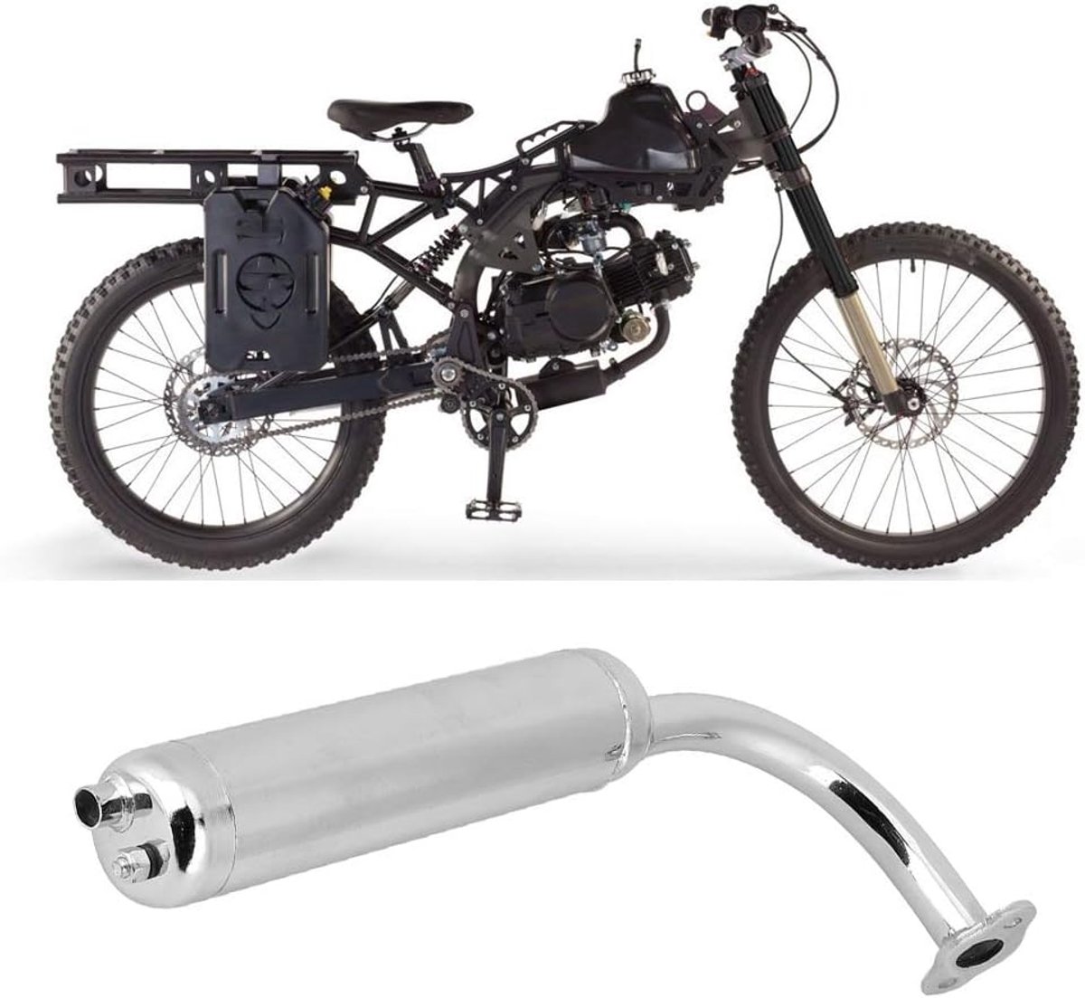 SnelShoppen - Universele Motoruitlaat Demper, Slip-On Uitlaat voor 80cc 60cc 49cc 50cc Elektrische Fiets Motor, Hoogwaardige Materialen