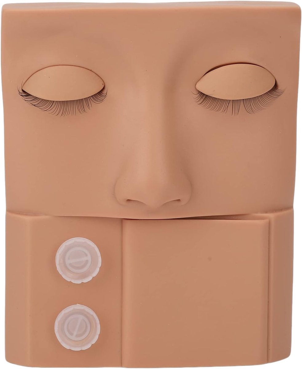 SnelShoppen - Lash Mannequin Hoofd voor Oogschaduw en Wimperextensions, Vervangbare Oogleden, PVC, Herbruikbaar, Huidtint, Ideaal voor Training en Oef