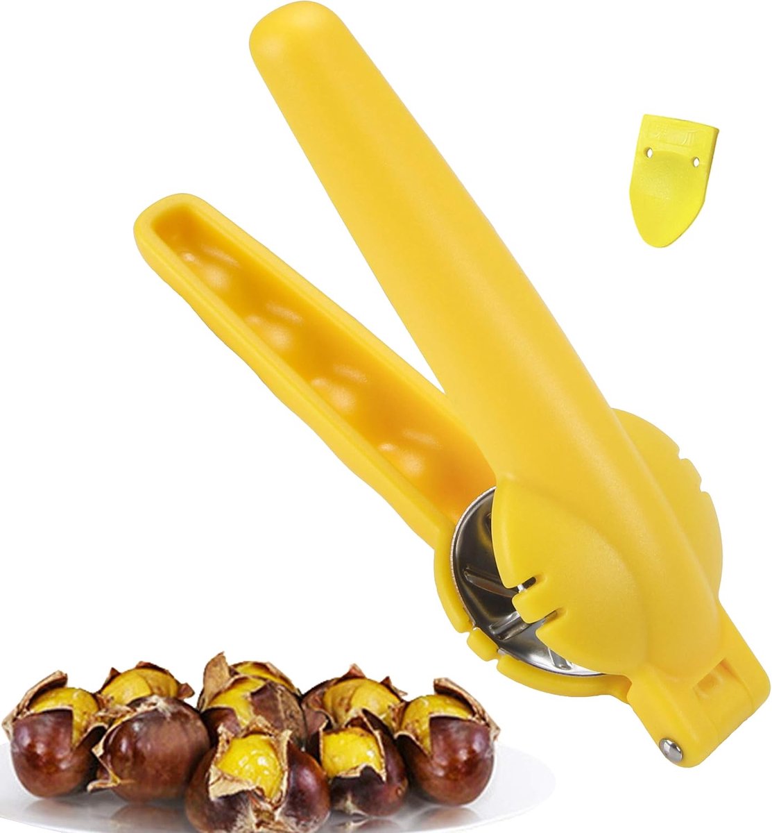 SnelShoppen - Chestnut Cutter Tool Opener Mes Geel - Ideaal voor Kastanjes Snijden - Veilig en Snel - Hoge Kwaliteit RVS - Keuken Gereedschap
