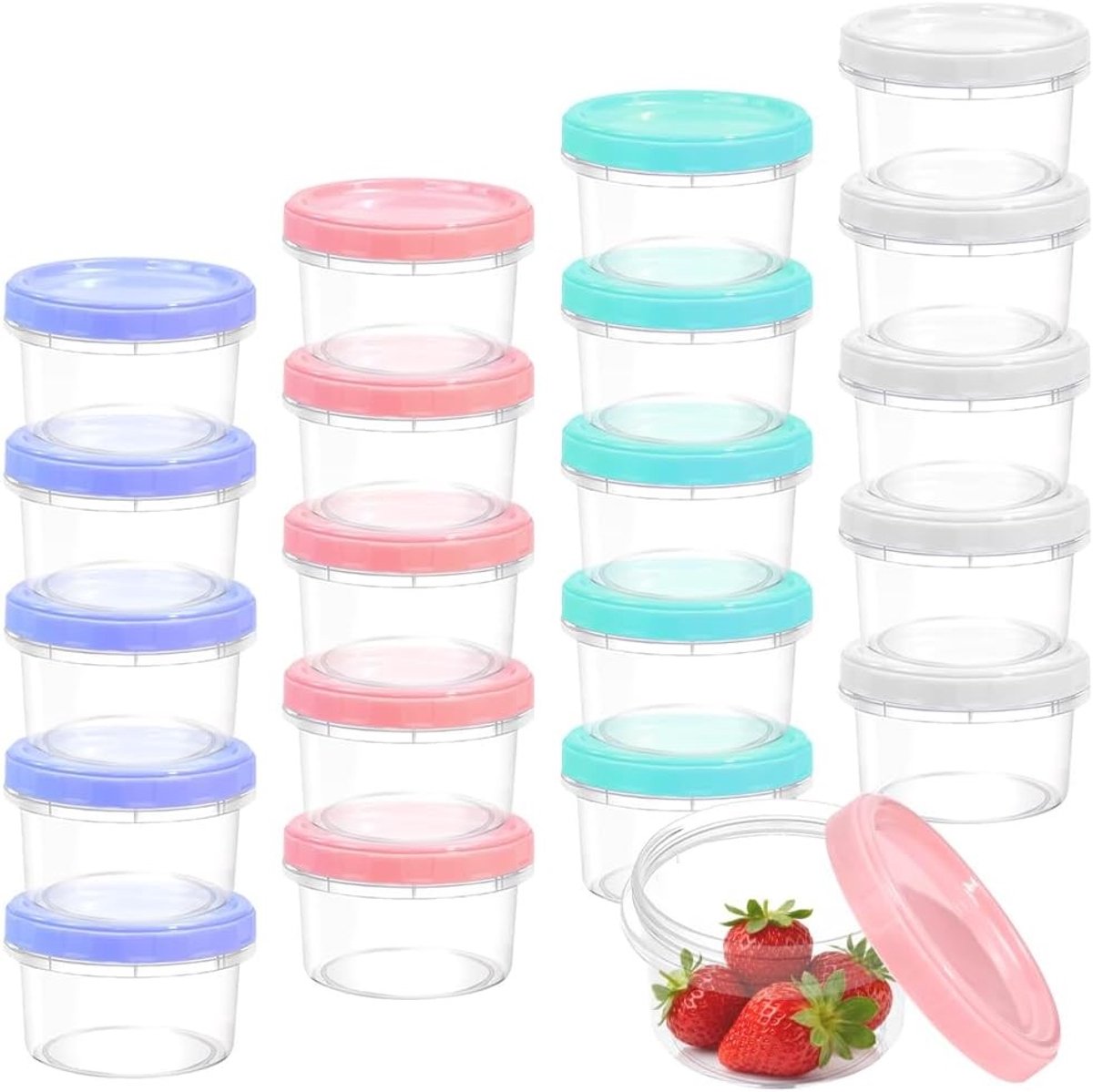 Ronde plastic opbergcontainers voor voedsel, ideaal voor keukenorganisatie en maaltijdprep