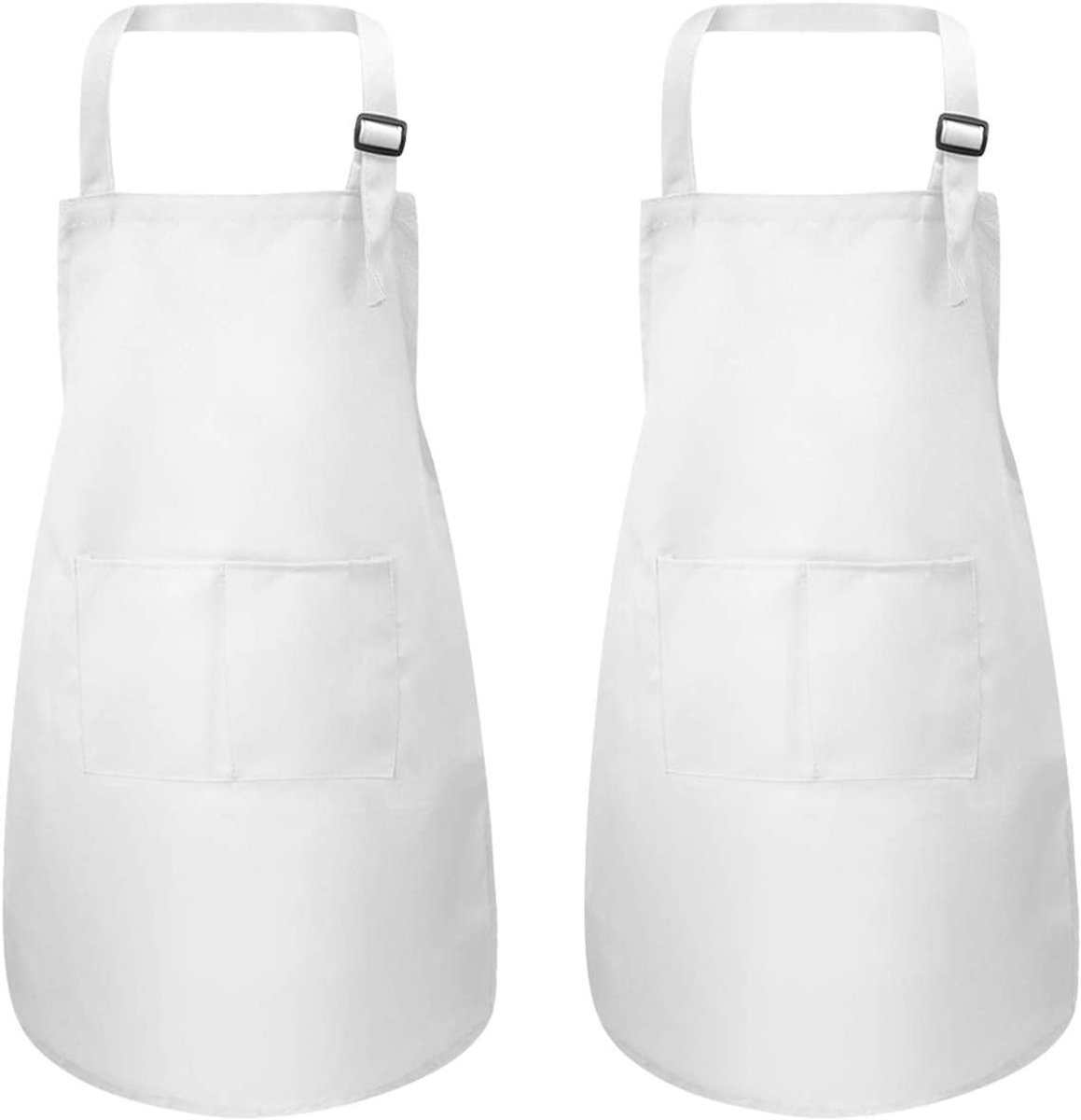 2 Pcs White Kids Apron with Pockets Adjustable Kids Chef Apron Boys Girls Toddler Kitchen Apron Kids Apron for Crafts - ShopVlot