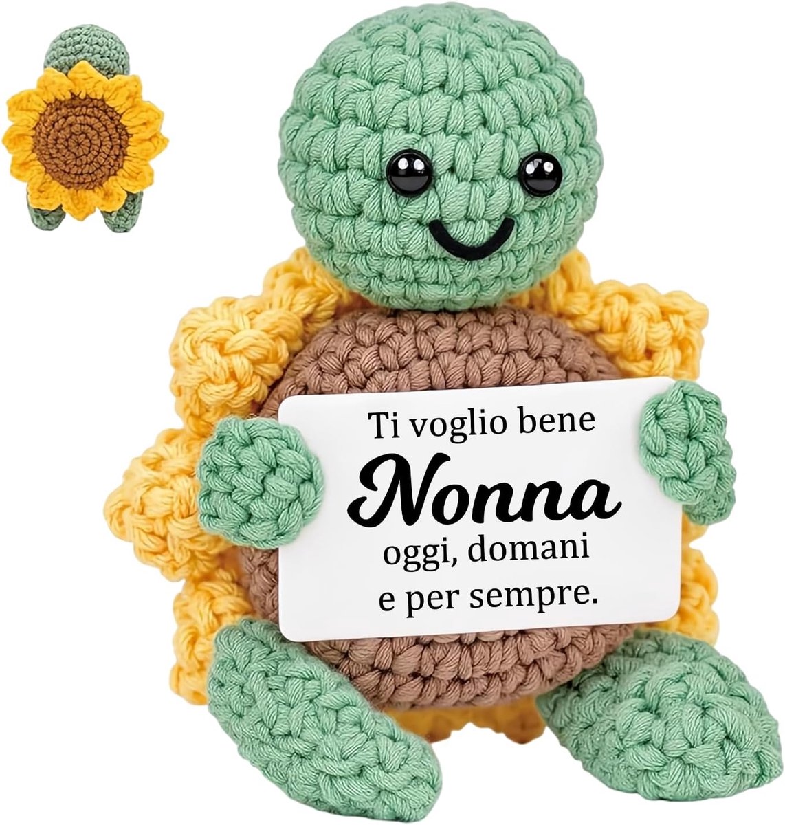 SnelShoppen - Schattige Handgemaakte Decoratie Italiaanse Schildpad met Zonnebloem en Kaart voor Gezinsleven, Kleurrijk, Creatief, Positief Design, Pe
