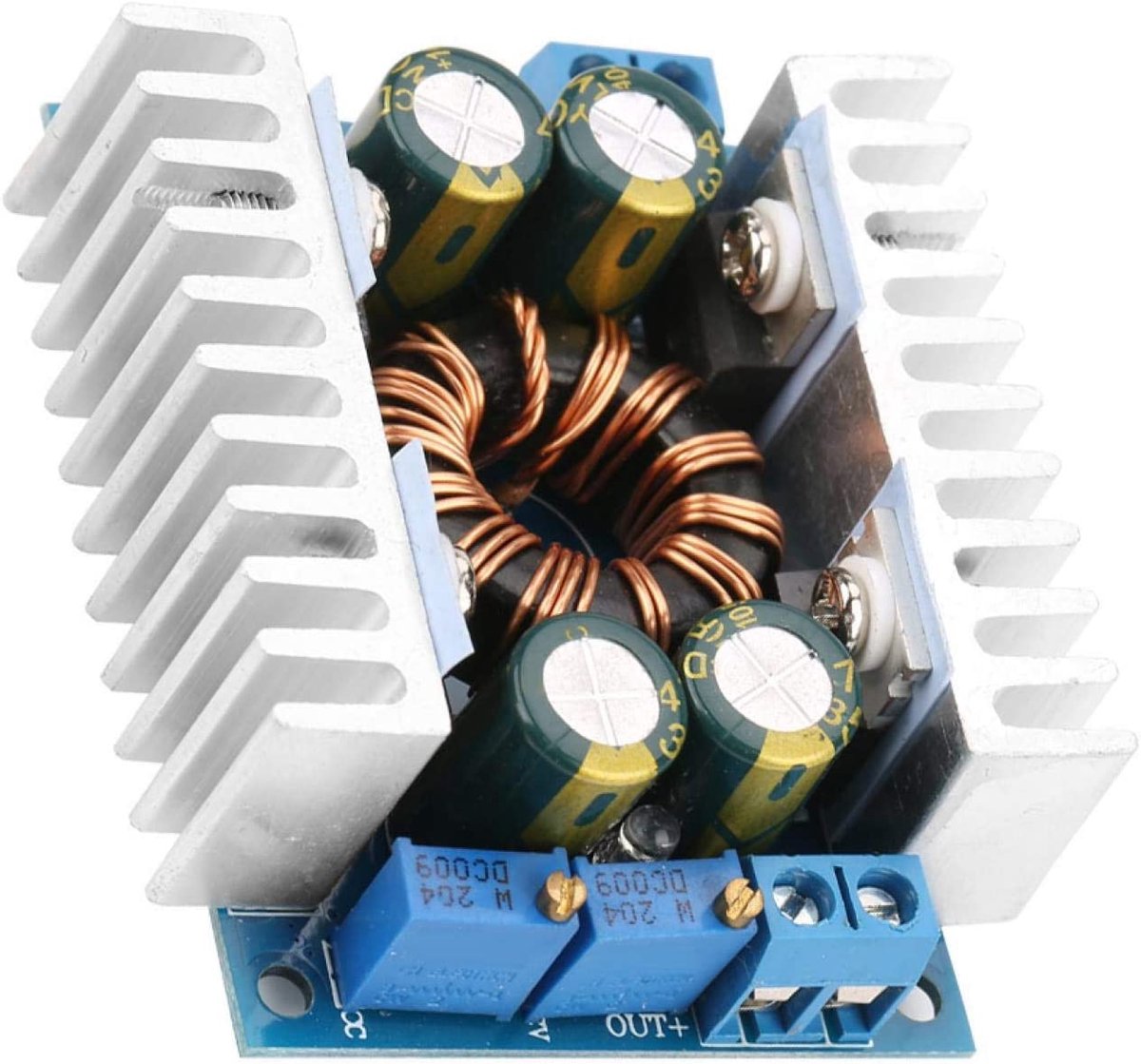 SnelShoppen - Buck Boost Converter Module 5-30V naar 1.25-30V DC-DC Verhoger/Verlager, Spanningsregelaar voor Zonnepanelen, LED Indicator, 10A Max