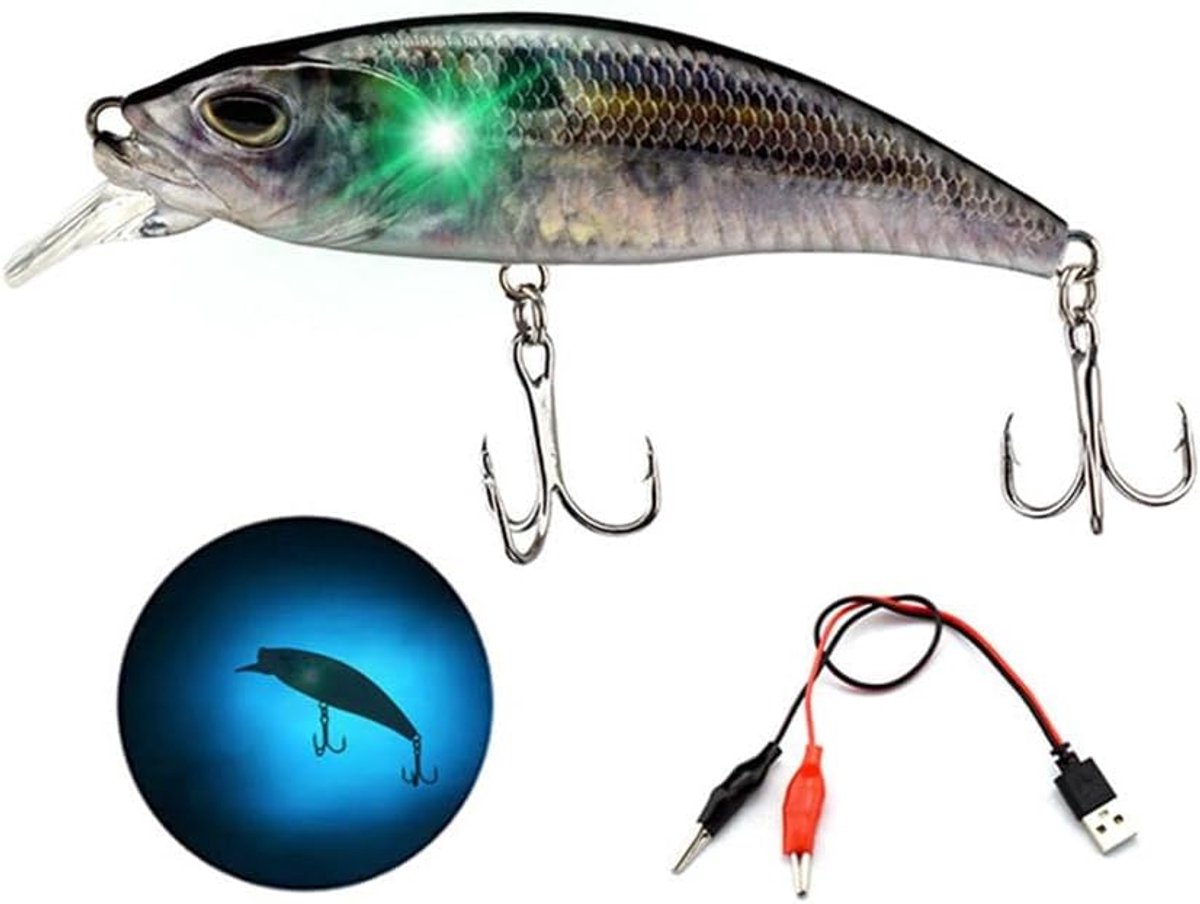 SnelShoppen - Elektrische Luminous Vibrerende LED Vislures voor Baars, Forel, Zoetwater, Zoutwater - USB Oplaadbare Wobbler met Flitsende LED Licht -
