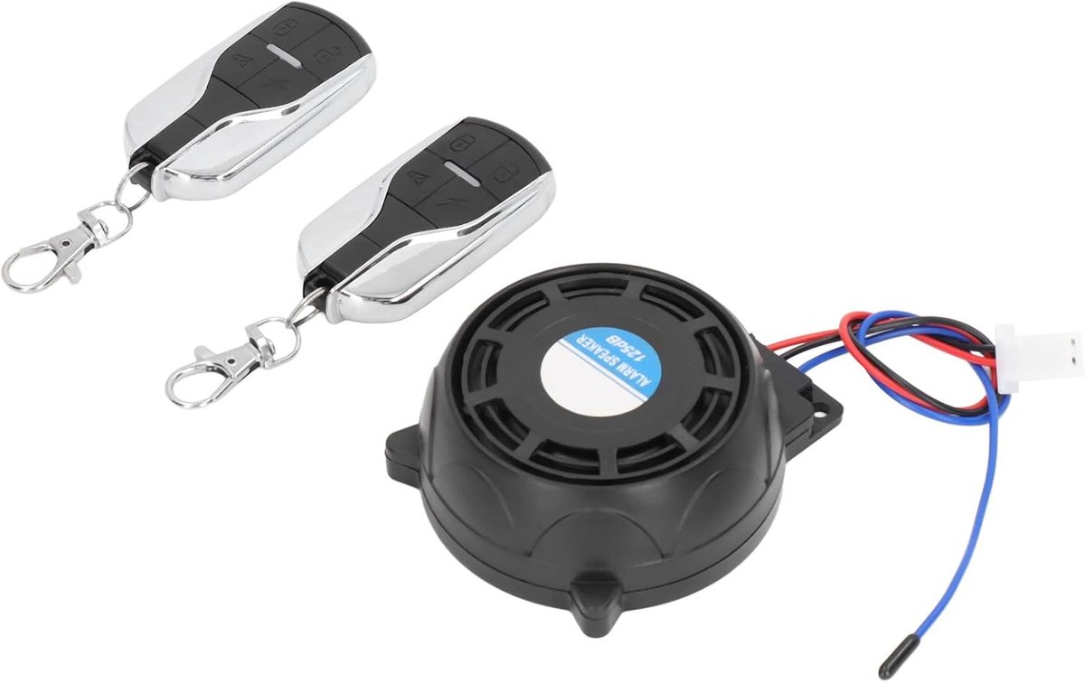 SnelShoppen - Motorrijwiel Alarm Systeem, Diefstalbeveiliging met Luide Geluid, Draadloos, Universeel, 12 V, 2 Afstandsbedieningen, 150 m Bereik voor