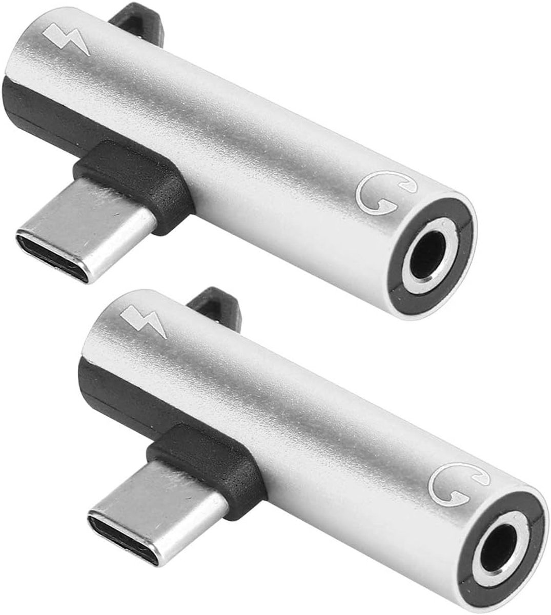 SnelShoppen - 2-in-1 Adapter voor Gelijktijdig Opladen en Luisteren naar Muziek - Type C naar 3.5 mm Hoofdtelefoon Connector - Aluminium Legering - Zi