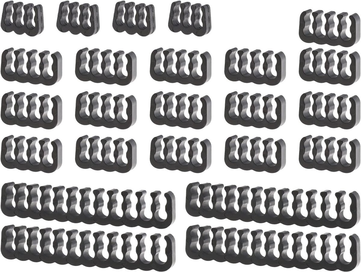 SnelShoppen - 24-delige Kabelkam Set met 8/6/24 Pin Draadkammen voor Kantoor en Thuis - 3.4mm Zwart - Duurzaam en Makkelijk in Gebruik