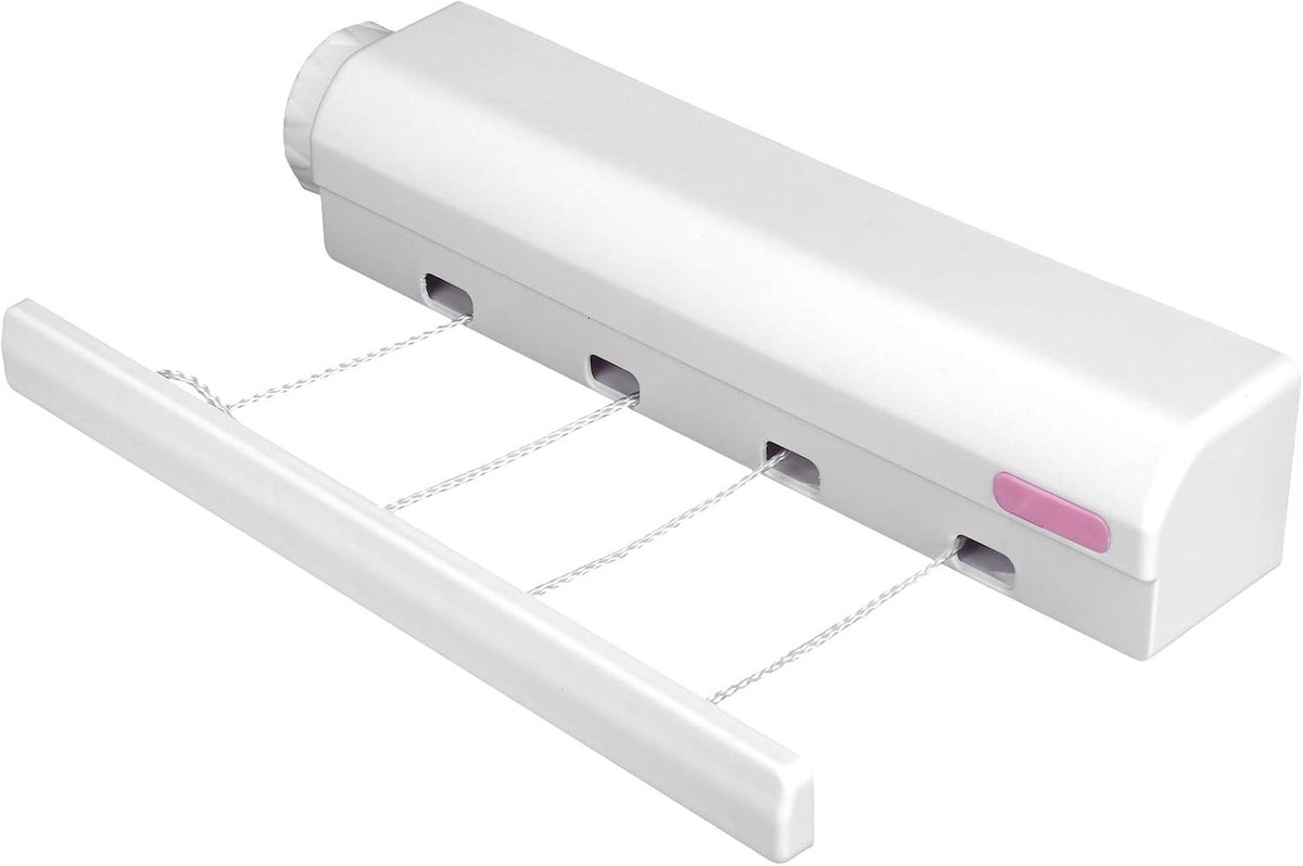 SnelShoppen - Retractable Waslijn met 4 of 5 Draden - Telescopische Wandgemonteerde Uittrekbare Lijn tot 10 Feet/3.75 Meter Voor Binnen en Buiten - Du