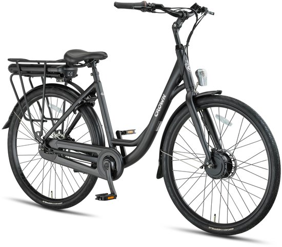 Crown Sydney - Elektrische Damesfiets - Elektrische Stadsfiets - 7 versnellingen - 28 inch - 52 cm - Mat Black van Crown — afbeelding 5