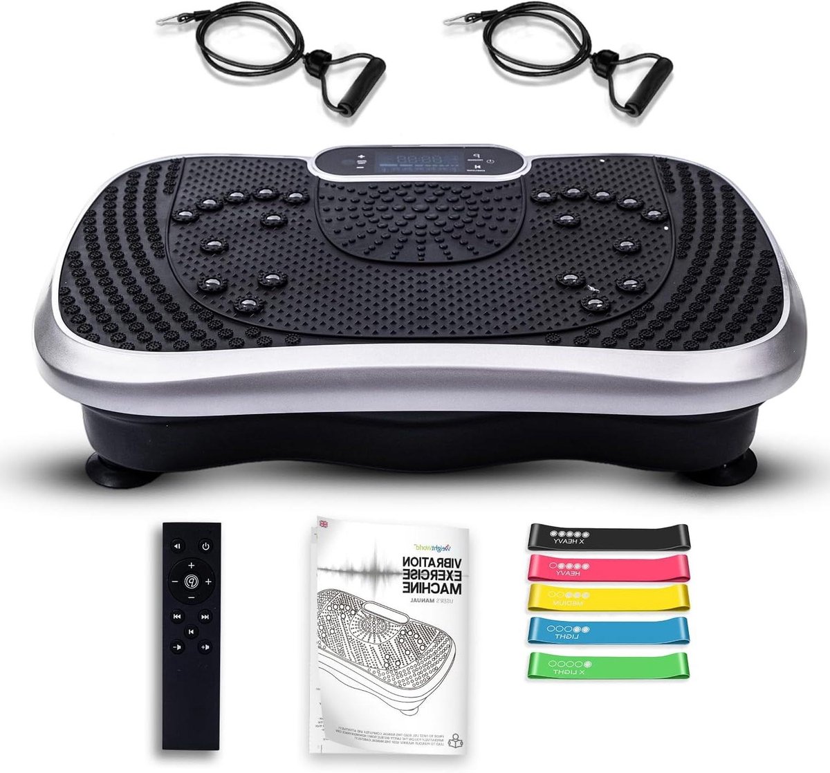 Fitness Trilplaat - Vibratieplatform - Thuis trainen - Incl. weerstandsbanden - 99 niveaus - Zwart