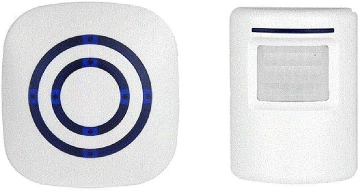SnelShoppen - Draadloze Deurbel Sensor Set, Draagbare Bewegingsdetector, 300 m Bereik, 1 Ontvanger + 1 Transmitter, 38 Melodieën, LED Flits, Ideaal vo