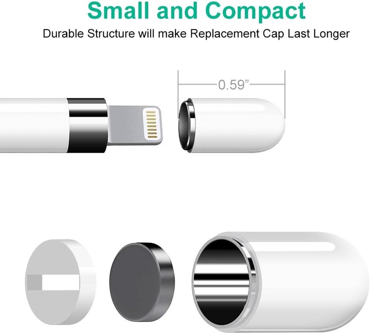 Pencil Cap voor iPencil, Magnetische Vervangingsdop als Bescherming, Ideaal voor Opladen en Back-up, Wit