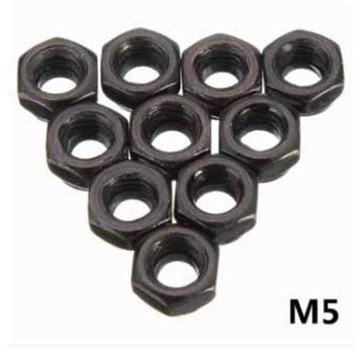 SnelShoppen - 10 Stuks Carbon Staal Zelfsluitende Zeskantmoer met Nylon Inzet Lockmoer M2/M2.5/M3/M4/M5/M6/M8 - Zwart