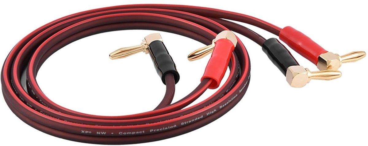 SnelShoppen - HI-FI L-type hoekige banaanstekker luidspreker kabel 3ft/6ft/10ft (optie) van puur koper voor optimale geluidskwaliteit