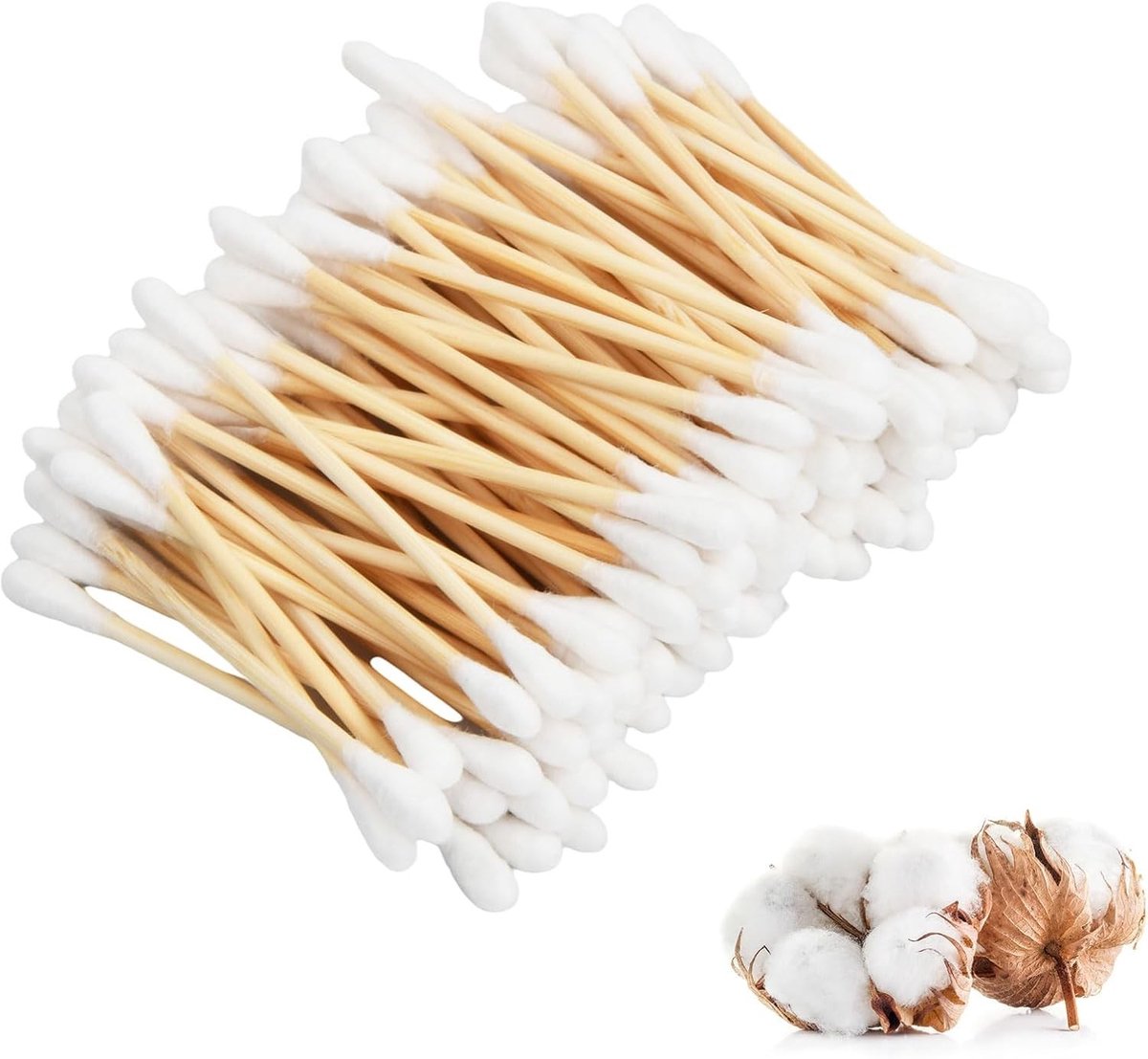 Duurzame Biologische Wattenstaafjes van Bamboe, 400 Stuks, Plasticvrij, Ecologisch en Biologisch Afbreekbaar, Ideaal voor Oren en Schoonmaak