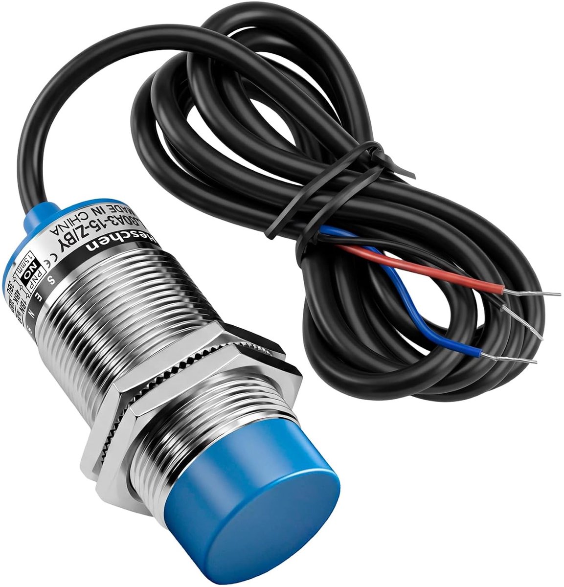 SnelShoppen - Inductieve naai-schakelaar met sensor 15 mm, 10-30 VDC, 200 mA, PNP NO, 3 draden, installatie diameter 30 mm, ideaal voor automatisering