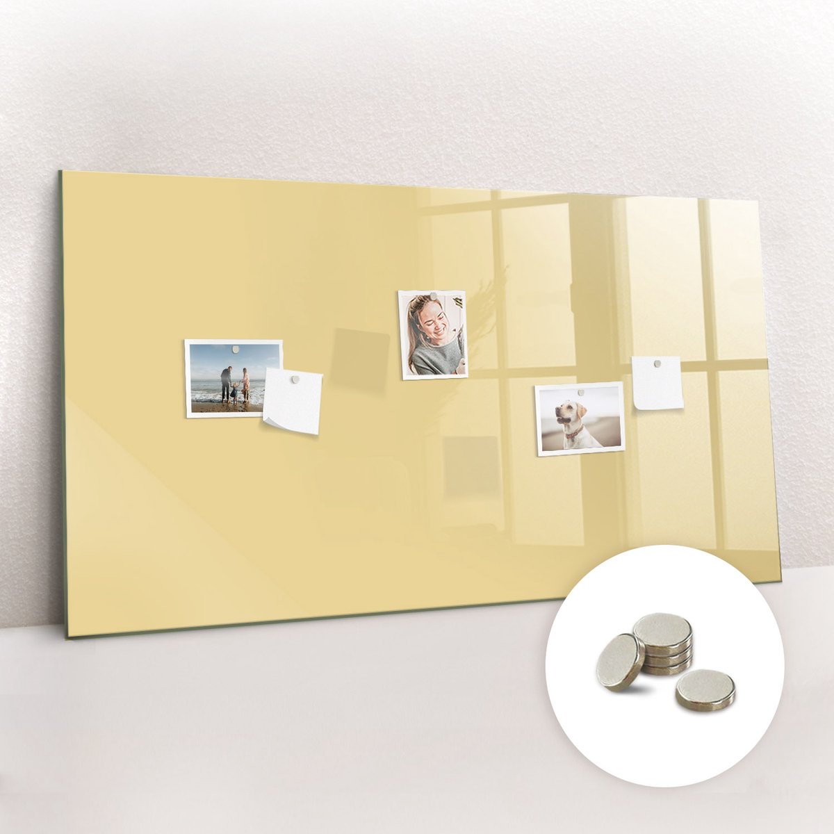 Tulup Glassboard - Crème kleur Magneetbord - 120 cm x 60 cm - Memobord Glas - Design Memobord - Magnetisch Wandbord Romig - Inclusief Gratis Magneten - Magneetbord Muur - Magnetic Board