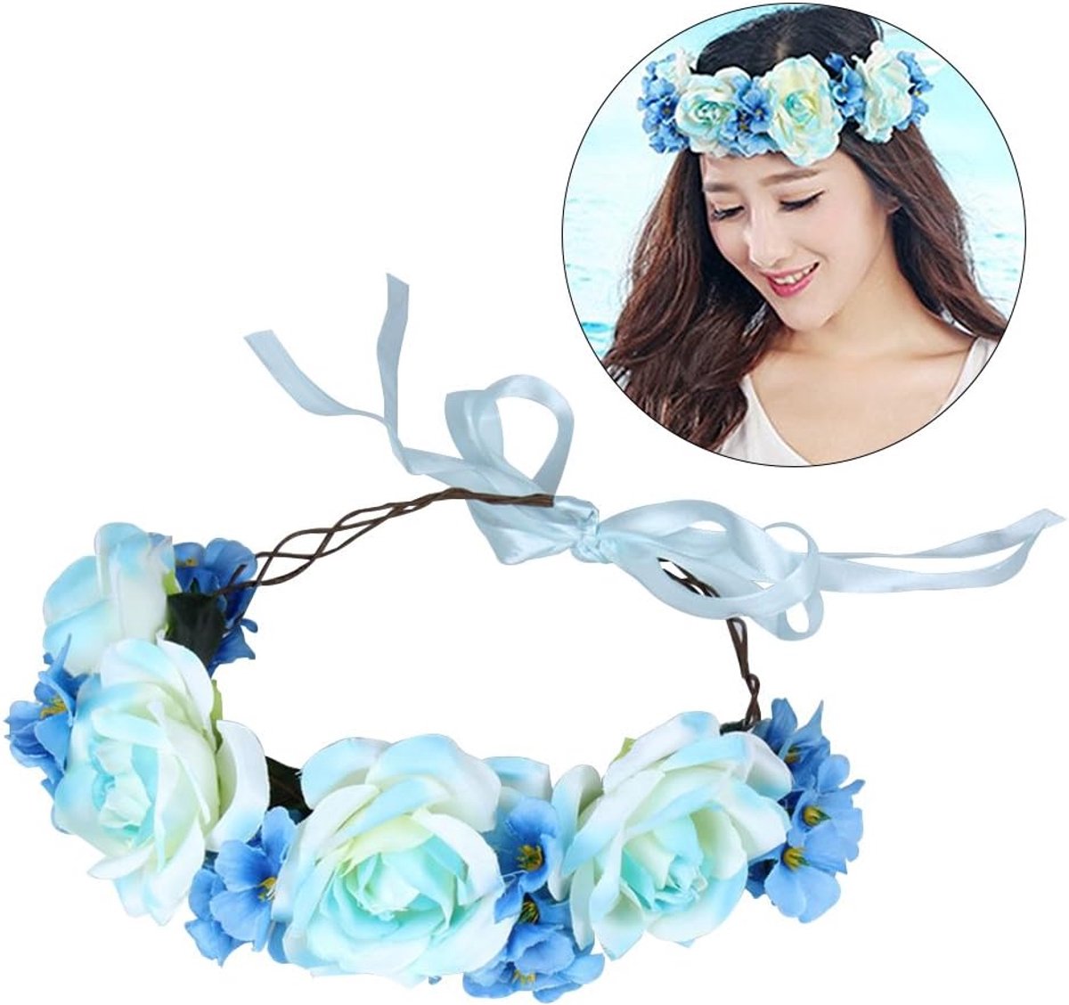 Frcolor Artificial Flower Hair Bands Simulation Pink Headband Hair Accessory for Cocktail Party Wedding Engagement - ShopVlot