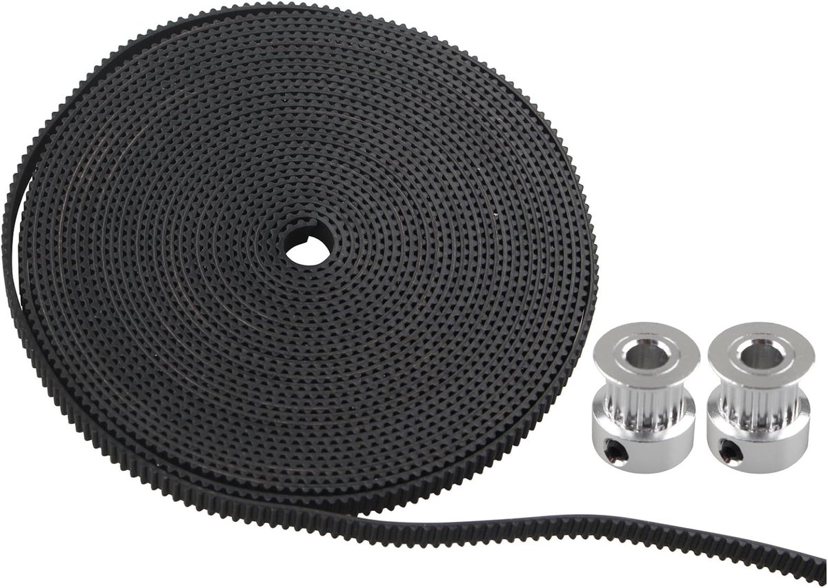 2Pcs 2GT 16 Teeth Timing Pulley Wheel 5mm Inner with 5M 2GT-6mm Rubber Opening Strap Compatible with 3D Printer RepRap - ShopVlot