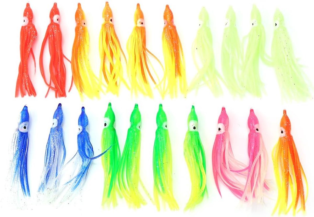 SnelShoppen - 20 Stuks Kunstmatige Zachte Octopus Lokken, 9cm Trolls Voor Zeevissen, Duurzaam PVC Materiaal, Realistische Squid Aas Accessoires