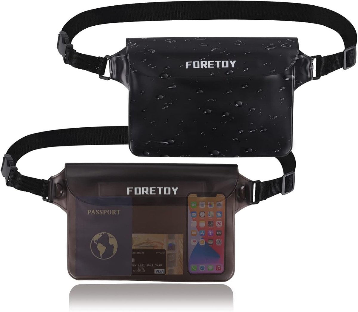 Waterdichte heuptas - Wit - 22 x 16 cm - 100% waterdichte tas met verstelbare riem - Voor Watersport en Activiteiten
