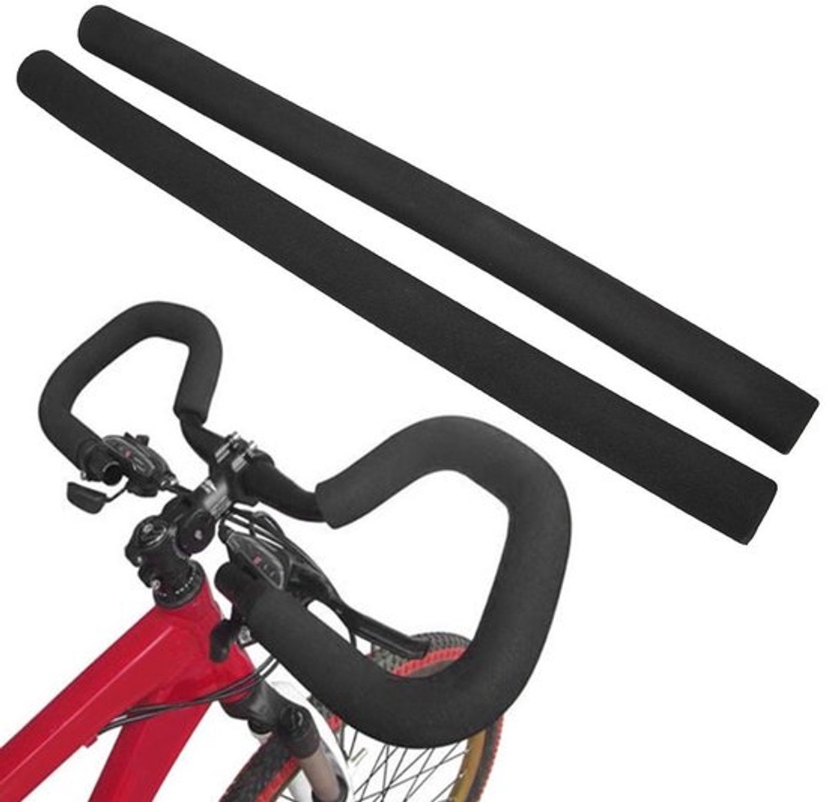 Zachte Handgrepen voor Fietsen, Verlengde Schuim Handvatten met Plug, Ideaal voor Mountainbikes, Grasmaaiers en Fietsonderdelen