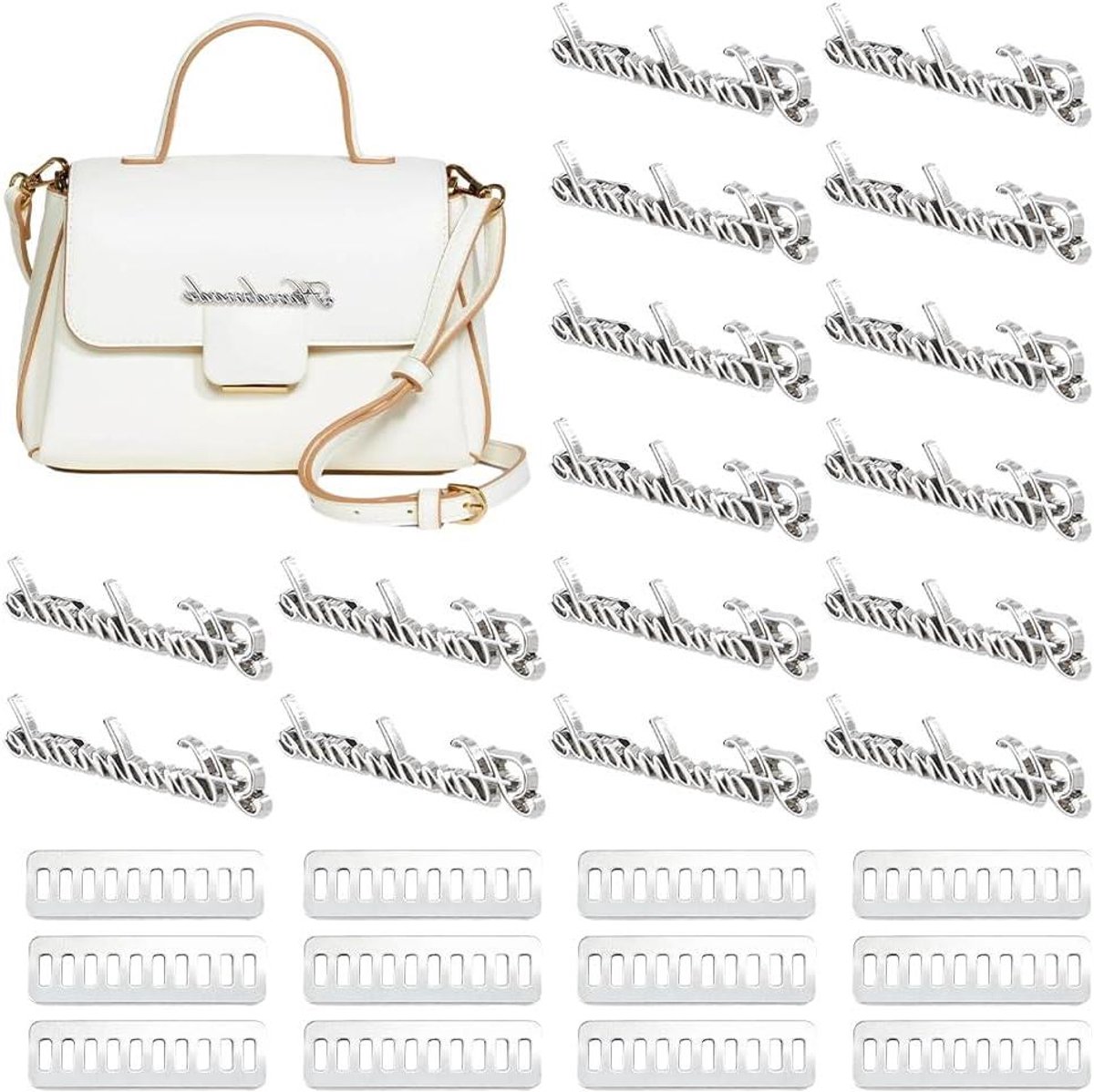 Metalen Handgemaakte Labels - Kleding Etiketten - Kleding Versieren - Handgemaakt Gegraveerd Ontwerp - 575 x 95 mm - Zilver
