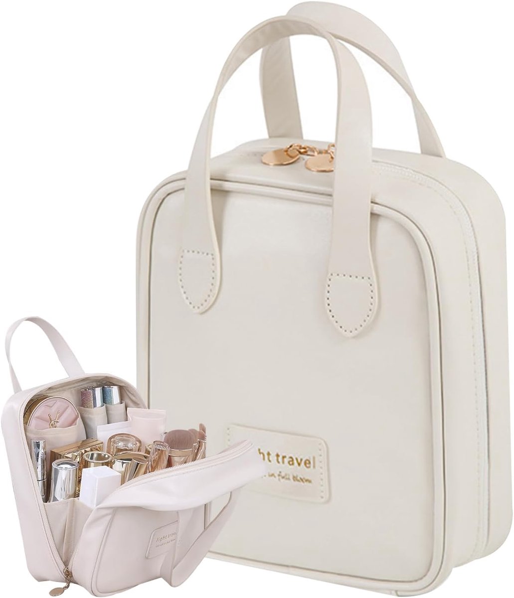 Make-up tas grote capaciteit - PU leer - waterdicht - ideaal voor op reis - ShopVlot