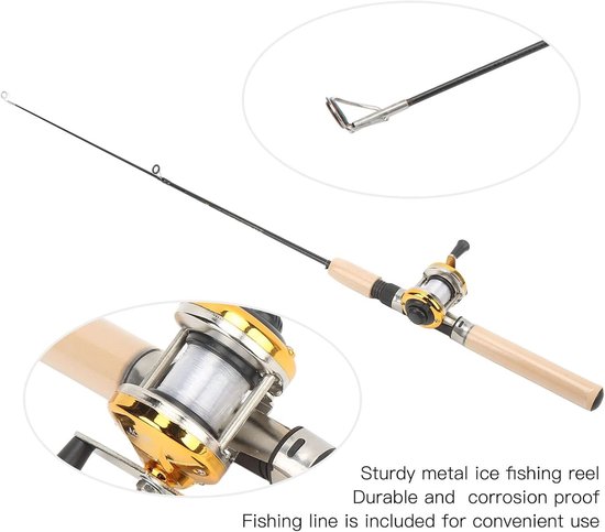 Complete Ice Fishing Set met 75 cm Vissstaaf, Duurzame Reel en Metalen Jigs voor Winterse Visavonturen — afbeelding 4