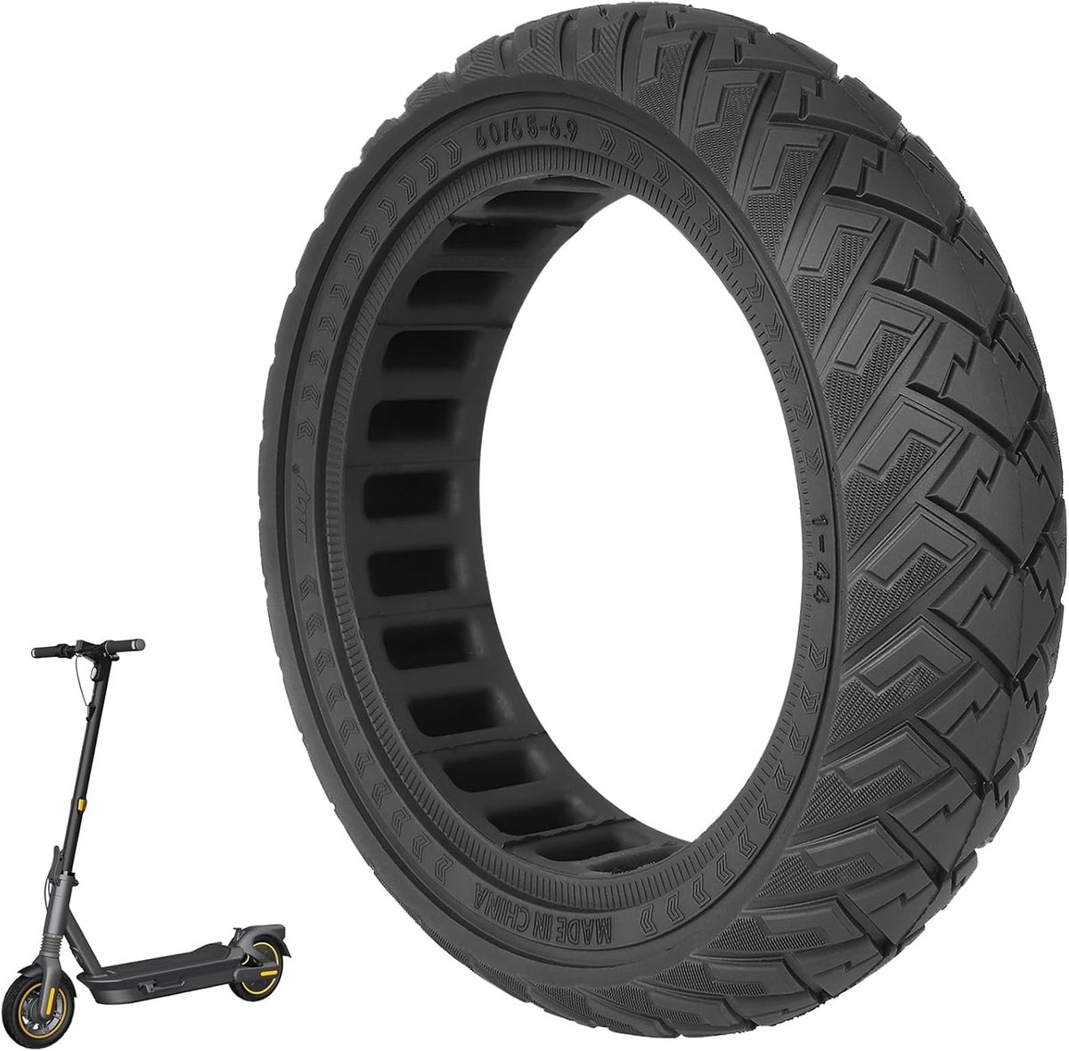 SnelShoppen - 10 Inch Vervangende Raderen Vast Rubber Banden voor Elektrische Scooter - Geschikt voor Ninebot Max G2 G2D G65 - Voor- en Achterbanden -