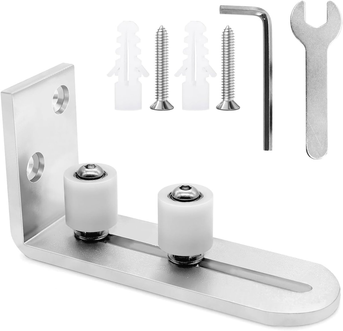 SnelShoppen - Slidingdeurgidswielen Set van 4, Hoogwaardige Carbon Staal, Zilver, Duurzaam en Krasbestendig, Perfect voor Interieur en Exterieur
