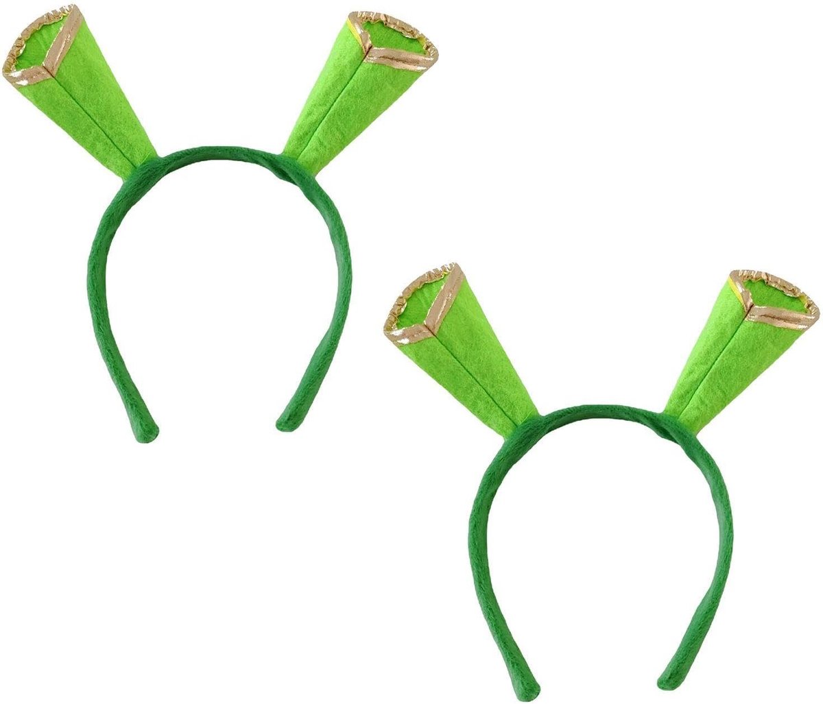 SnelShoppen - 2 Stuks Groene Monster Haarbanden, Schattige 3D Hoofdbanden voor Theater, Feestdecoratie en DIY Kostuums, Zachte Vilt Materialen, 23x23