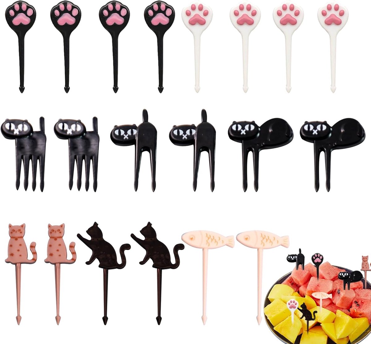 Fruit vorken 54 stuks - schattige kattenvorm - bento toothpicks - ideaal voor kinderen - ShopVlot