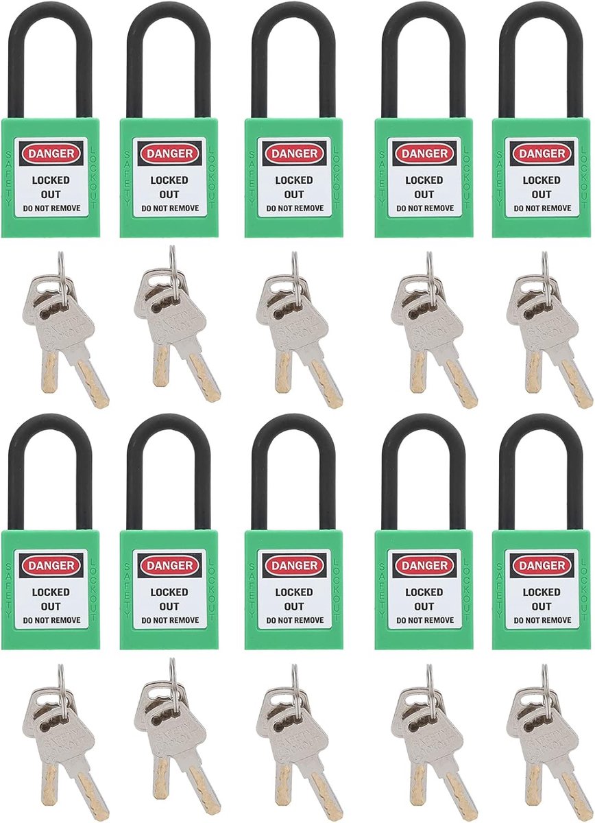 SnelShoppen - 10 Set Lockout Tagout Sloten - Veiligheidsvergrendeling - Robuuste Nylon Pre-Lock Sloten met Sleutels - Ideaal voor Fabrieken en Bouwpla