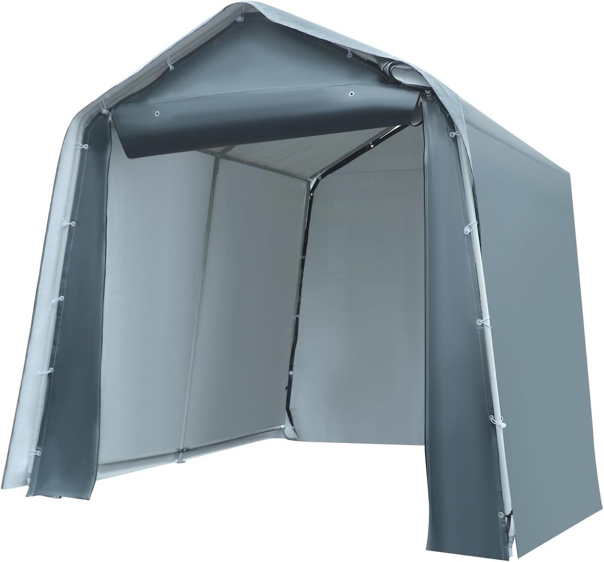 Garagetent Opslagtent - Gereedschapsschuur Carport - Buiten Opslaan - Waterdicht UV-bestendig - 240x240x240 cm - Grijs