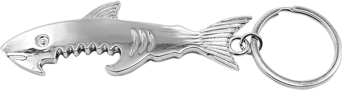 SnelShoppen - 2 Stuks Haai Sleutelhanger Flesopener Duurzaam Metaal Sleutelhanger Compact Voor Mannen en Vrouwen Uniek Cadeau Voor Verjaardag Vaderdag