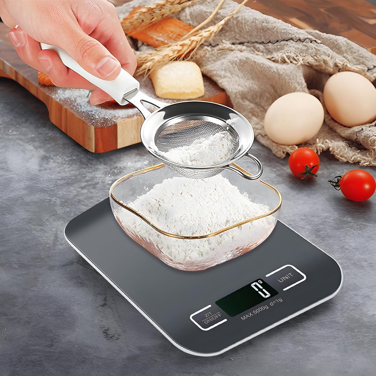 Digitale Keukenweegschaal - Zwart - 10 x 10 x 1 cm - USB-oplaadbare Multifunctionele Weegschaal met LCD-display - Voor Thuisgebruik