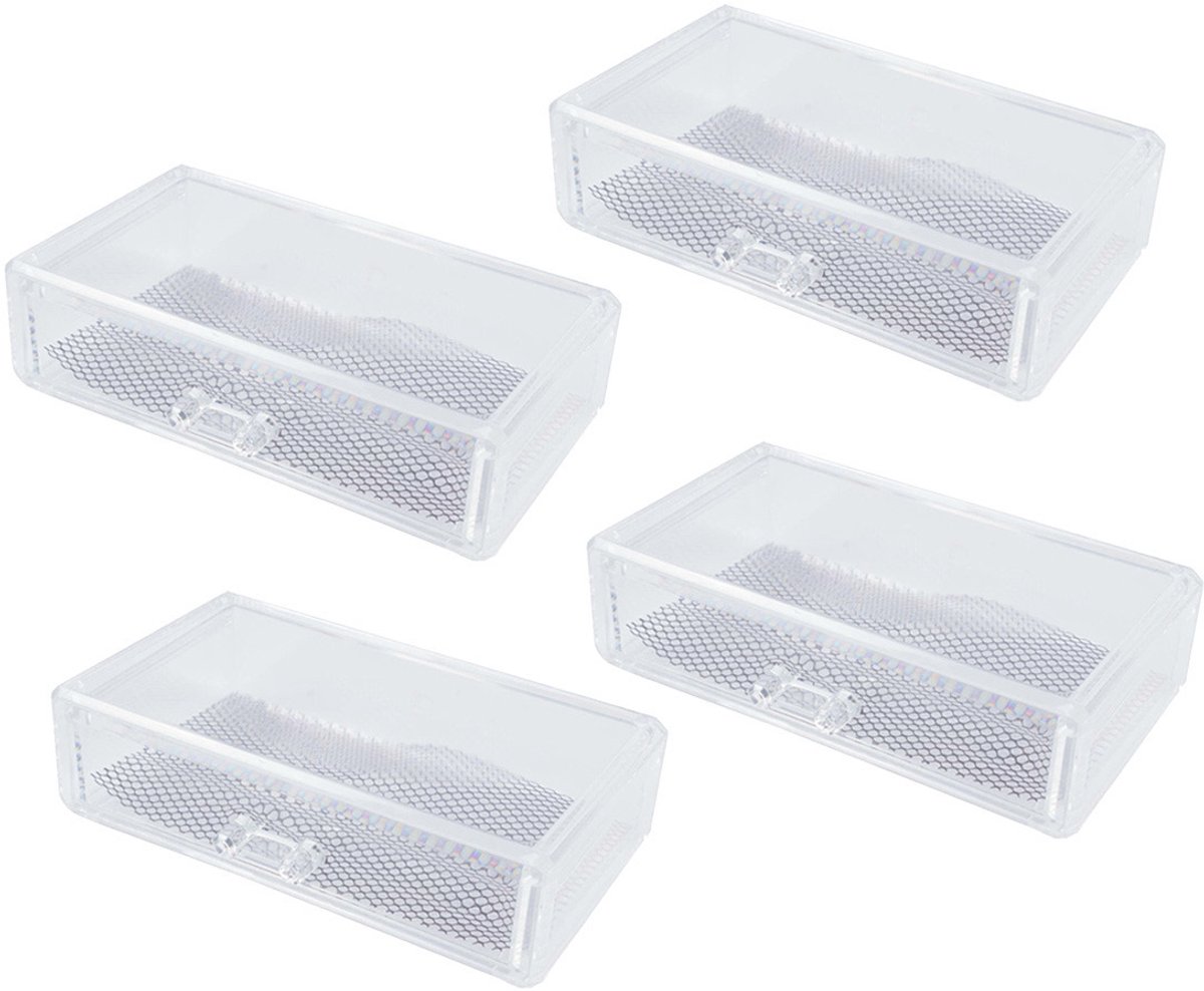 Benson care makeup organizer - 4x - transparant - kunststof - 18 x 12 x 5 cm - opbergbakje