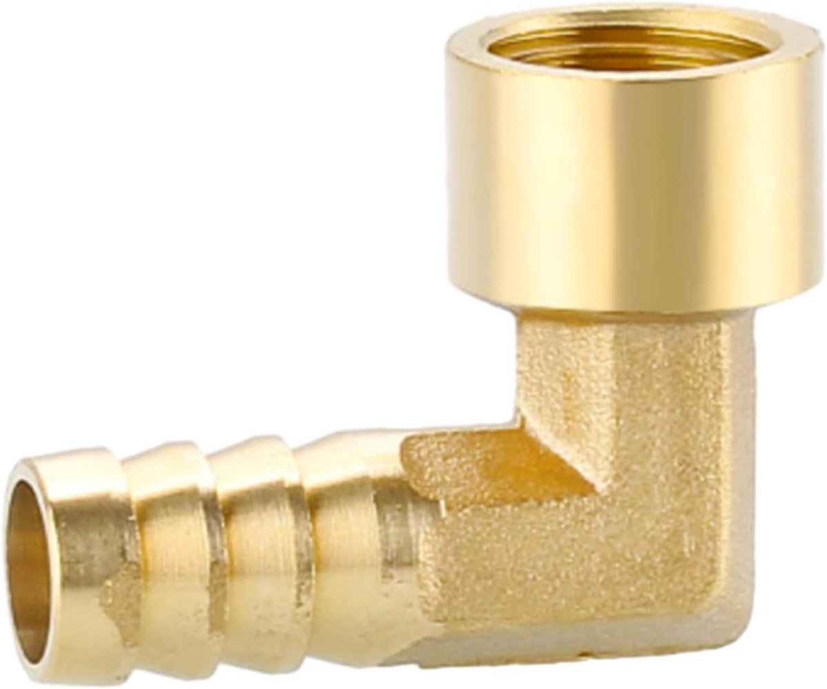 SnelShoppen - Koper 6.3mm Slangtule Bocht 90 Graden L Rechthoekige Fitting, Vrouwelijke Draad Splitter Aansluiting voor Lucht, Robuuste Slangconnector