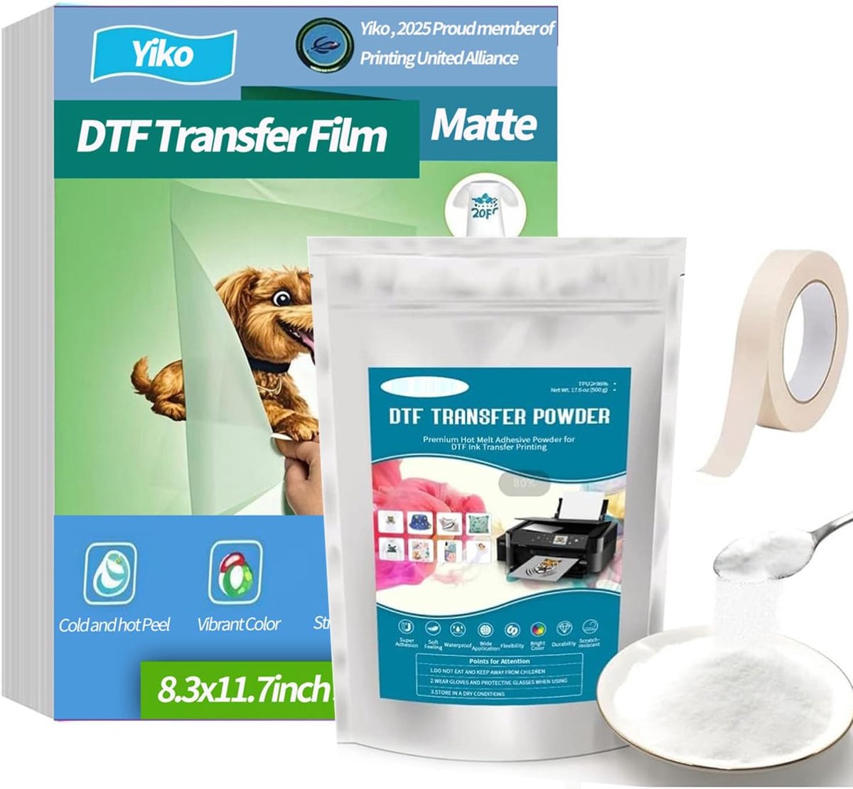 SnelShoppen - Yiko DTF Transfer Film Set 35 Vellen A4 Premium DTF Papier 300g Wit voor Direct-to-Film Bedrukken T-Shirts