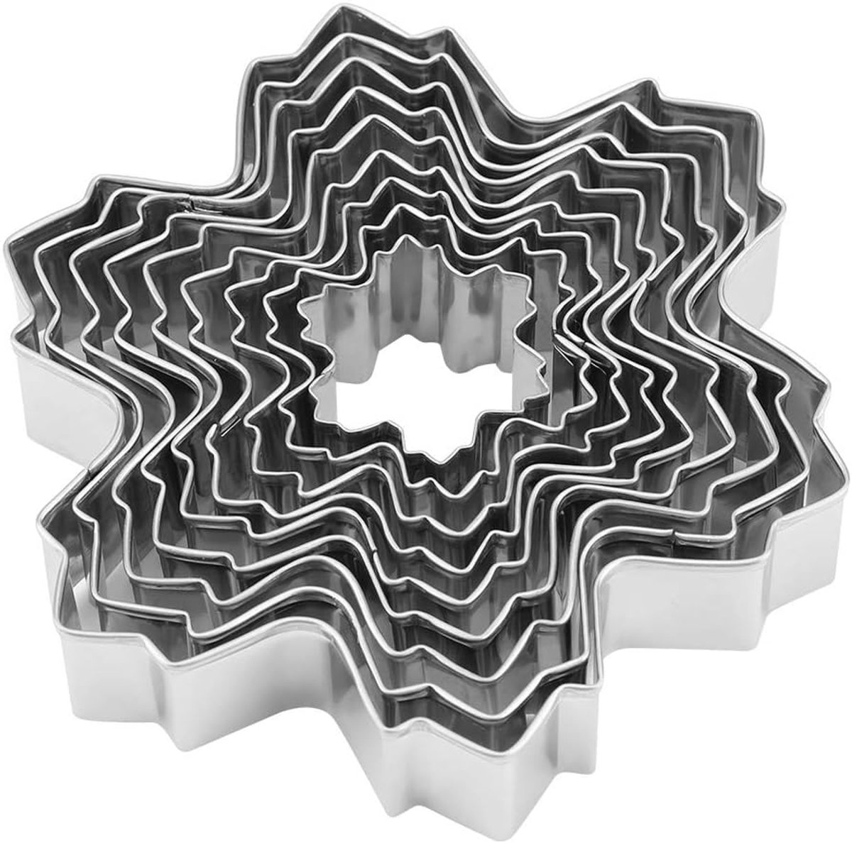 SnelShoppen - Snowflake Cookie Cutter Set - 9 Delige Rvs Koekjesuitsteekset voor Kerst en Winter - Roestvrijstalen Bakaccessoires - Ideaal voor Feeste
