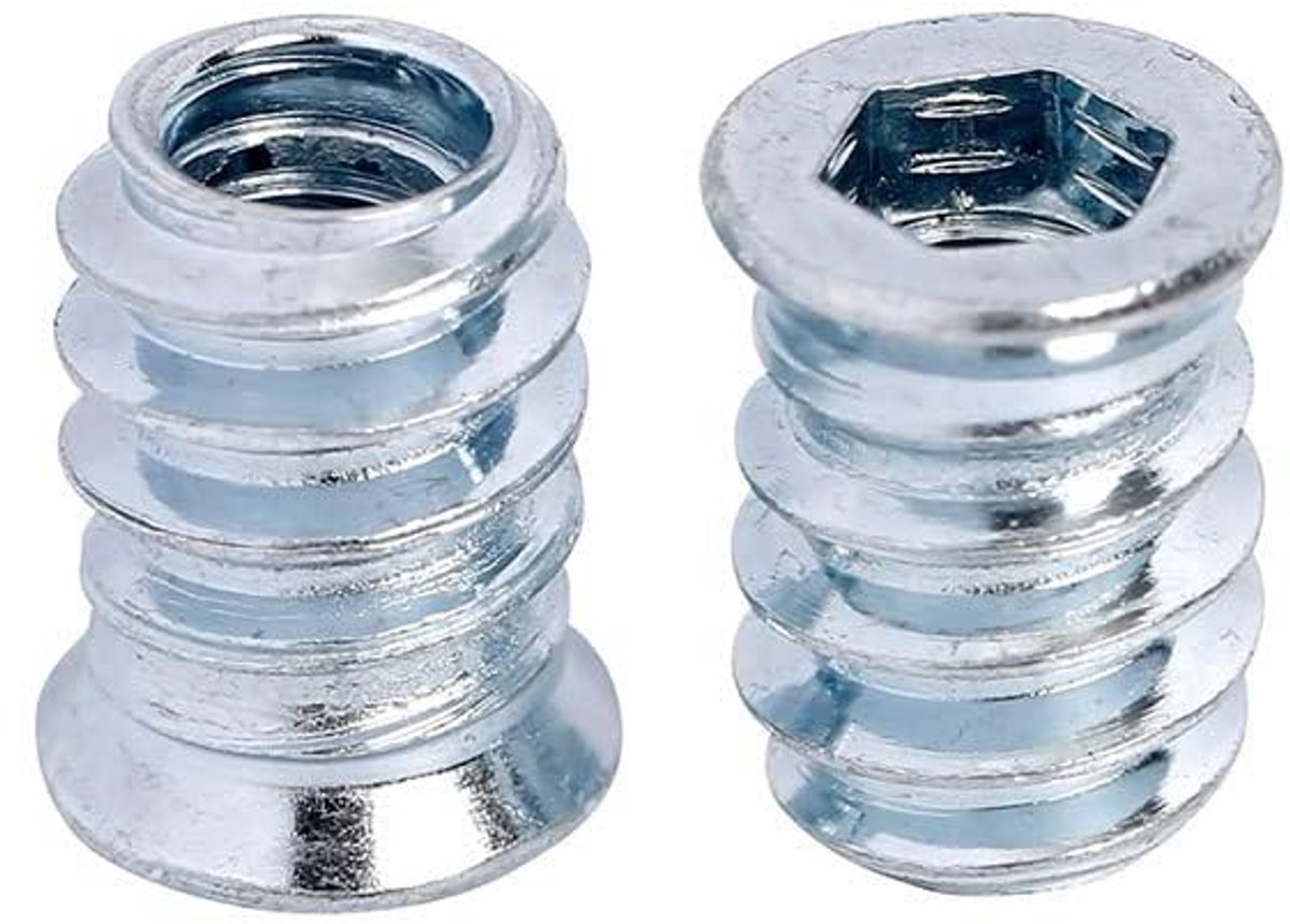 SnelShoppen - 50Pcs M4*10mm Schroefmoeren, Draadinvoegen voor Hout, Carbon Staal Draadinvoegen, Zilveren Schroefbehuizingen voor Houten Meubels