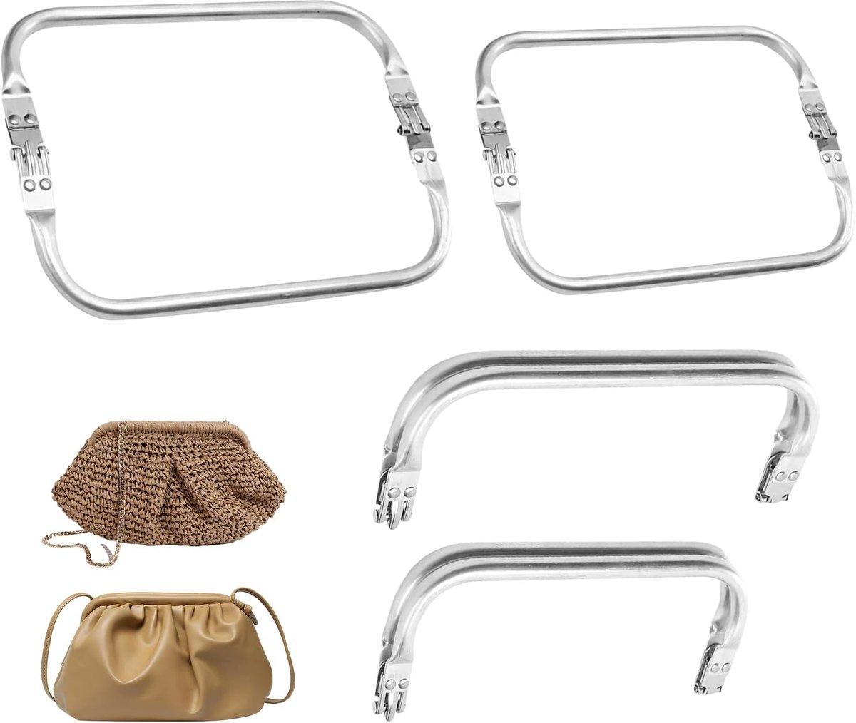 SnelShoppen - Set van 2 Handtas Klemmen, Vierkante Binnenframe Sluiting, Aluminium Portemonnee Frame, Kussen Klem, Handgemaakte Tas Accessoires voor F