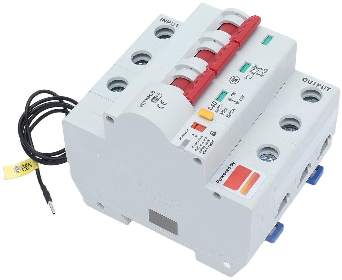 SnelShoppen - 3p Slimme Aardlekschakelaar met Wifi Antenne, 40A, 400V, Veiligheidsslot, Bescherming tegen Aardlekstroom voor Thuisgebruik en Bedrijven